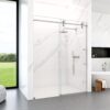 Frameless Single Sliding Shower Door With Bypass Design Clear Tempered Glass - Brushed Nickel - Image 4