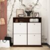 Modern Freestanding Shoe Storage Cabinet With 4 Flip Drawers - Walnut - Image 9