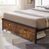 Modern Style Full Bed Drawers With Wheels Storage Solution - Brown / Black - Image 4