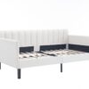 Elena - Twin Boucle Upholstered Daybed, Ribbed Tufted Backrest - Ivory - Image 3