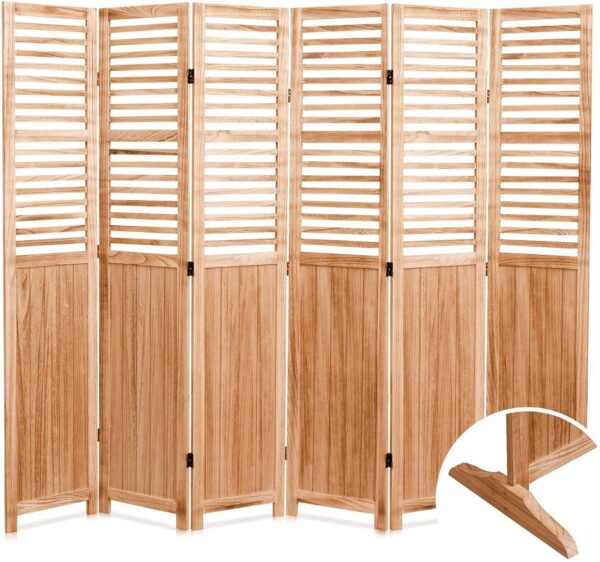 Panel Wooden Folding Room Divider - Natural