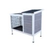 Two Tier Wooden Rabbit Cage Outdoor Indoor For Small Animals With Runway And Leak-Proof Plastic Tray - Gray - Image 5