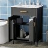 Bathroom Vanity Combo With Ceramic Sink, Luxurious Space-Saving Vanity, 2 Soft Close Doors - Black - Image 25