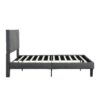 Queen Size Upholstered Platform Bed Frame Wood Slat Support - Gray - Image 7