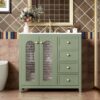 Bathroom Vanity With Two Soft Close Doors, Adjustable Shelves And Three Drawers - Green - Image 2