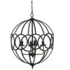 4 Light Metal Chandelier, Hanging Light Fixture With Adjustable Chain For Kitchen, Bulb Not Included - Black - Image 2