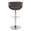 Curvo - Mid-Century Modern Adjustable Barstool With Swivel With Rounded T Footrest (Set of 2) - Chrome / Walnut / Charcoal - Image 5
