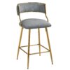 Counter Height Bar Stools, Corduroy Kitchen Island Counter Bar Stools With Back, Golden Chromed Base And Footrest (Set of 2) - Gray - Image 4