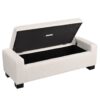 Textured Boucle Ottoman Bench With Hinged Lid For Seating And Storage - Beige - Image 6