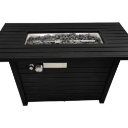 Outdoor Fire Pit Table With Lid Fuel Versatility- Black