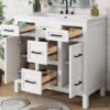 Bathroom Vanity Cabinet With Resin Integrated Sink 4 Drawers, 2 Doors - White - Image 7
