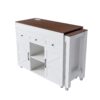 Modern Kitchen Island With Extendable Dining Table & Power Outlet - White - Image 5
