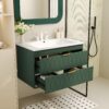 Wall Mounted Bathroom Vanity With Resin Sink, Floating Bathroom Storage Cabinet With 2 Drawers, Bathroom Cabinet - Green - Image 2