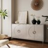 Modern Lacquered 4 Door Wooden Cabinet Sideboard Buffet Server Cabinet Storage Cabinet, For Living Room, Entryway, Hallway, Office, Kitchen And Dining Room - Champagne Silver - Image 2