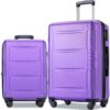 Expanable Spinner Wheel 2 Piece Luggage Set ABS Lightweight Suitcase With Tsa Lock 20" / 28" - Purple - Image 7