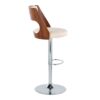 Cecina - Mid-Century Modern Adjustable Height Barstool With Swivel With Oval Footrest (Set of 2) - Chrome / Walnut / Cream - Image 3