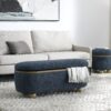 Modern Upholstered Storage Ottoman Bench With Seating - Dark Blue - Image 9