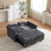 3 In 1 Loveseat Sofa Bed Chenille Fabric Pull Out Couch Sleeper Full Back Frame, Seat Frame, Armrests & 2 Pillows - Dark Gray - Image 7