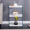Simple Elegant Bedside Table With Storage Function And Tempered Glass - White - Image 5