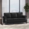 Contemporary 3 Seater Sofa With Nailhead Trim - Black - Image 3