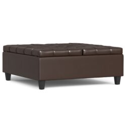 Harrison - Large Square Coffee Table Storage Ottoman - Brown