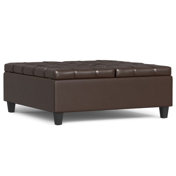 Harrison - Large Square Coffee Table Storage Ottoman - Brown