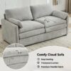 Cozy Upholstered Loveseat Sofa Oversized Comfy Comfy Cloud Sofa Double Cushion Loveseat Sofa Plush Cushion Sofa Couch For Living Room - Light Gray - Image 5