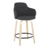 Boyne - Contemporary Fixed Height Counter Stool With Swivel Round Footrest (Set of 2) - Natural / Dark Gray - Image 2