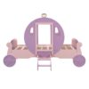 Twin Size Princess Carriage Bed With Crown, Platform Car Bed With Stair - Purple / Pink - Image 6