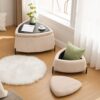 2 Piece Upholstered Storage Ottoman Set With Metal Legs Foot Stool Coffee Side Table Reversible Lid Light - Light Camel - Image 4