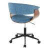 Vintage Mod - Mid-Century Modern Office Chair - Black / Walnut / Blue - Image 3