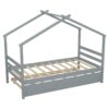 Twin Size House-Shaped Bed With Trundle - Gray - Image 15