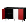 Sideboard Buffet Cabinet With Doors And Unique Panel Styling - Black / Red - Image 18