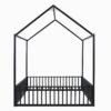 Full Size Metal House Bed With Fence And Door - Black - Image 12