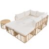 7 Pieces Outdoor Patio Furniture, All-Weather Rattan Sectional Sofa Set With Thick Cushions And Pillows, Freely Combined Conversation Sets For Garden, Backyard, Balcony - Beige - Image 15