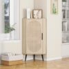 Corner Cabinet, Rattan Door, Freestanding Corner Tables For Small Spaces, Corner Shelf Stand For Living Room, Kitchen, Bathroom, Bedroom - Natural - Image 2