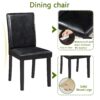 5 Pieces Wooden Dining Table Set, Kitchen Table Set With A Square Table And 4 Upholstered Chairs, Wooden Dining Room Table With Crystal Decoration And Chairs Set For Kitchen, Dining Room - Black - Image 6
