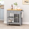 Aidah - Contemporary Kitchen Cart With Wheels - Gray - Image 7