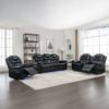 3 Pieces Recliner Sofa Sets Home Theater Seating Manual Recliner Chair With Center Console And Led Light Strip For Living Room - Black - Image 10