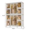 Portable Wardrobe Closet Storage Organizer For Clothes With Magnetic Doors, 12 Cubes & 2 Hanging Rods - White - Image 3