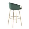 Claire - Contemporary / Glam Fixed Height Bar Stool Round Footrest (Set of 2) - Green / Gold - Image 4