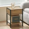 15.74" Rattan End Table With Drawer, Modern Nightstand, Metal Legs, Side Table For Living Room, Bedroom - Natural - Image 13
