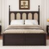 Queen Size Platform Bed With With 2 Big Drawers Twin Size Trundle - Espresso - Image 13