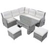 Outdoor Furniture Set Patio Rattan Furniture Set With An Adjustable Table, Recliners With Extendable Side Tables, And 2 Ottomans For Patio, Lawn, Backyard, Pool - Beige - Image 25