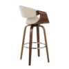 Curvini Mid-Century Modern Fixed Height Barstool With Swivel (Set of 2) - Walnut / Cream - Image 4