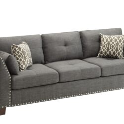 Laurissa - Linen Sofa With 4 Pillows - Light Gray