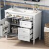Bathroom Vanity With Top Sink, Modern Bathroom Storage Cabinet 2 Drawers And A Tip-Out Drawer, Single Sink Bathroom Vanity - White - Image 17