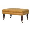 Buffalo - Leather Ottoman With Castor Legs - Caramel - Image 3
