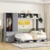 Queen Size Murphy Wall Bed With Closet And Drawers - Gray - Image 11