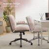 Oversize Seat Cirss Cross Chair With Wheels, Elegant Design Computer Chair, Adjustable Height 360 Degree Rolling Swivel Home Office Chair For Small Space, Dressing Room, Living Room - Pink / Gray - Image 4